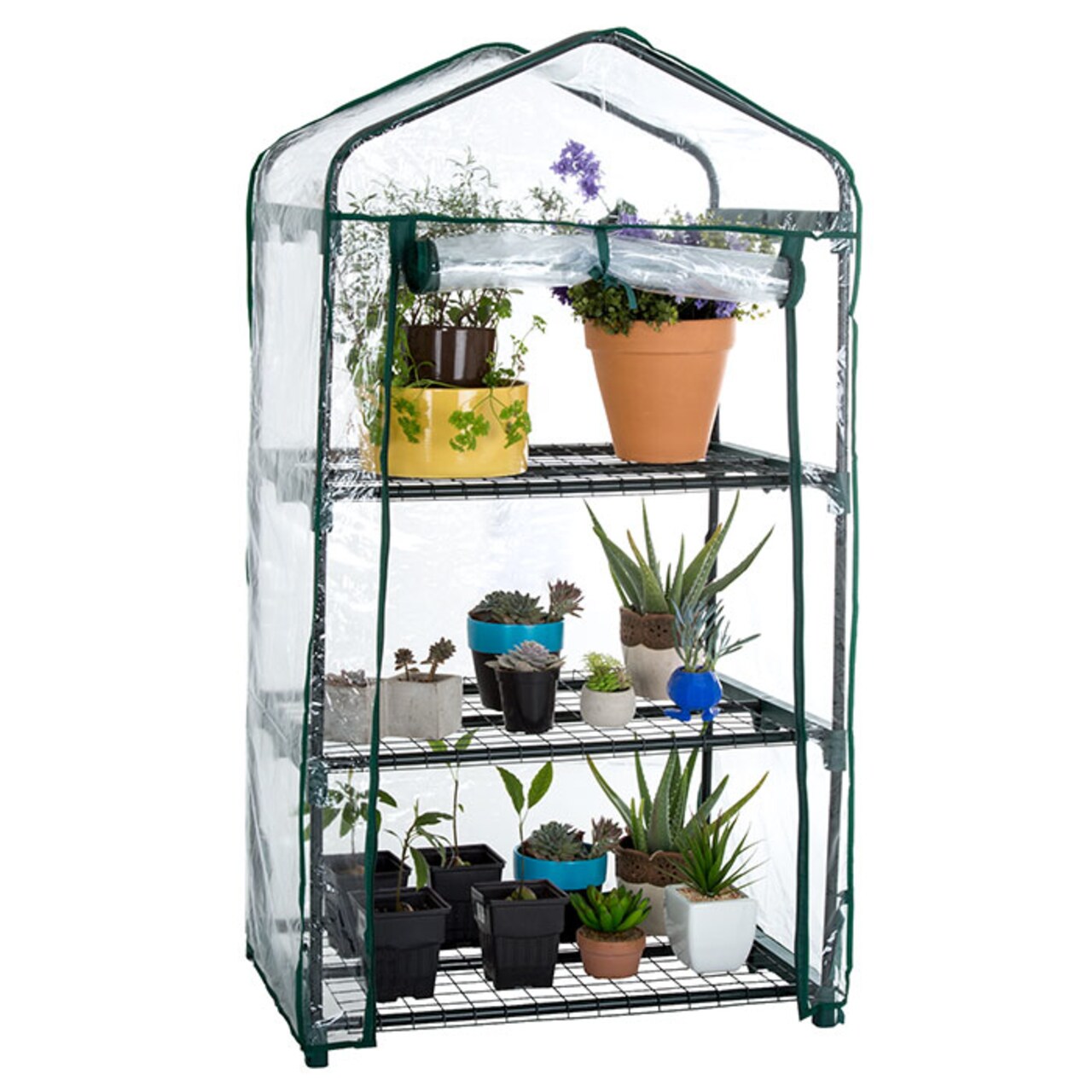 Pure Garden 3 Tier Mini Greenhouse 27.5X19x50 Rust Resistant Pvc Cover